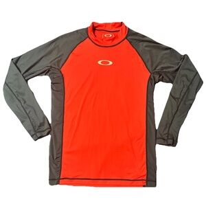 Oakley Men’s XL Long Sleeve Air Tech Shirt Red Gray Logo Vintage Activewear